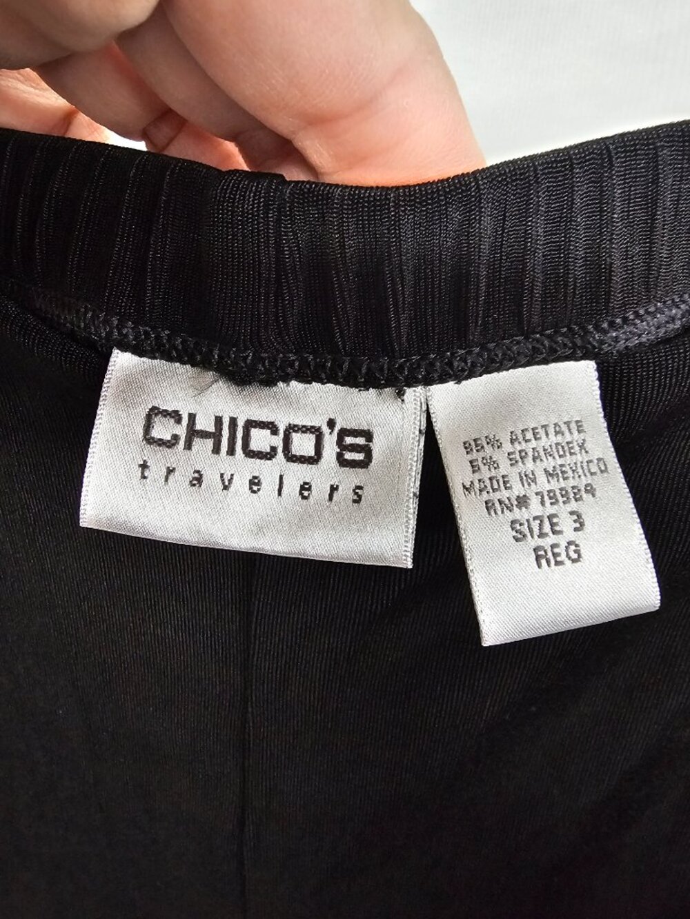 Vintage Chico's Travelers Pants Black Straight Leg Slinky Knit Minimalist 3 (XL) - Picture 6 of 9